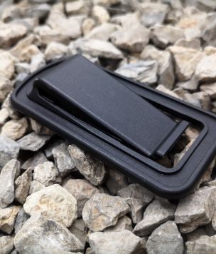 Belt-mounted shooting headset holder - plastic holder